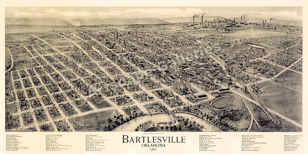 1917 Bartlesville Oklahoma Map Washington County -18x36 | eBay