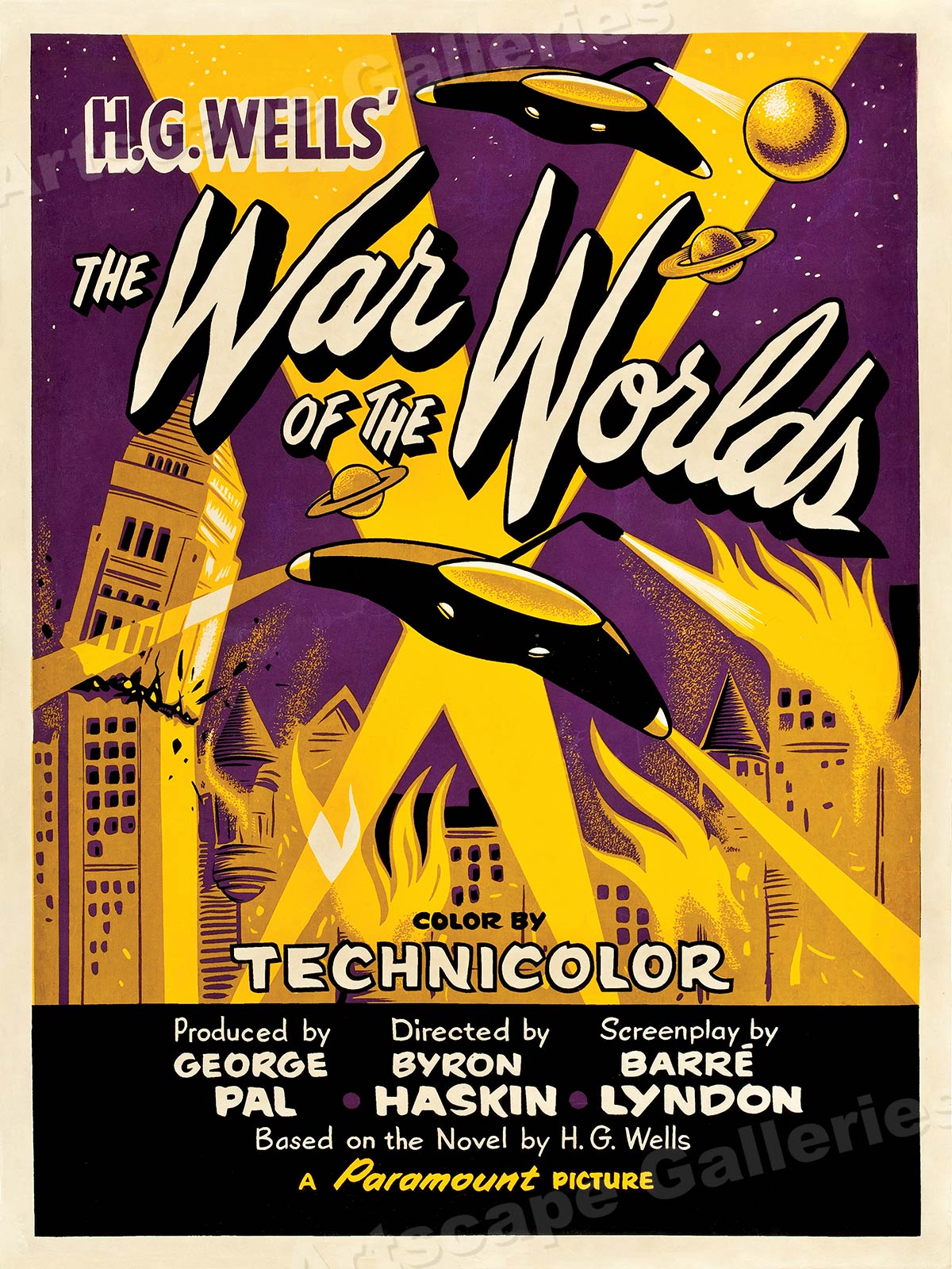 1950s “War of the Worlds” Classic Old Science Fiction Movie Poster