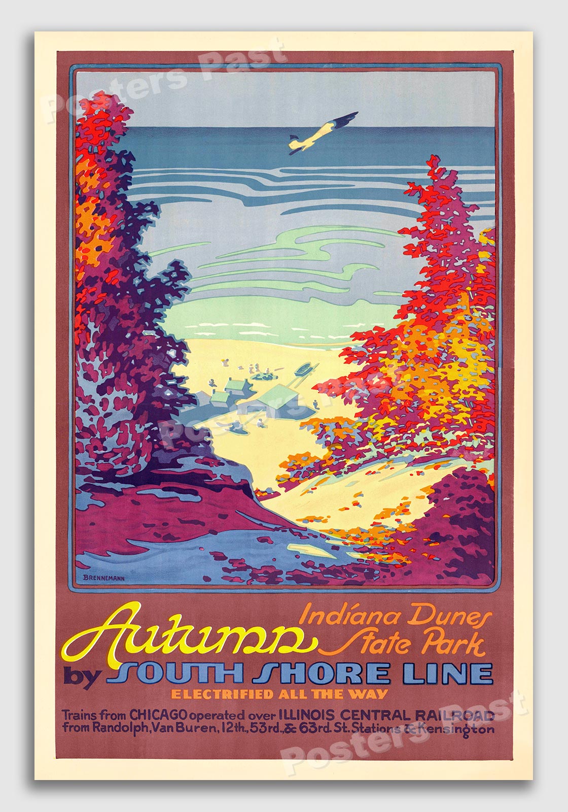 Autumn on the South Shore Line - Vintage 1926 Travel Poster