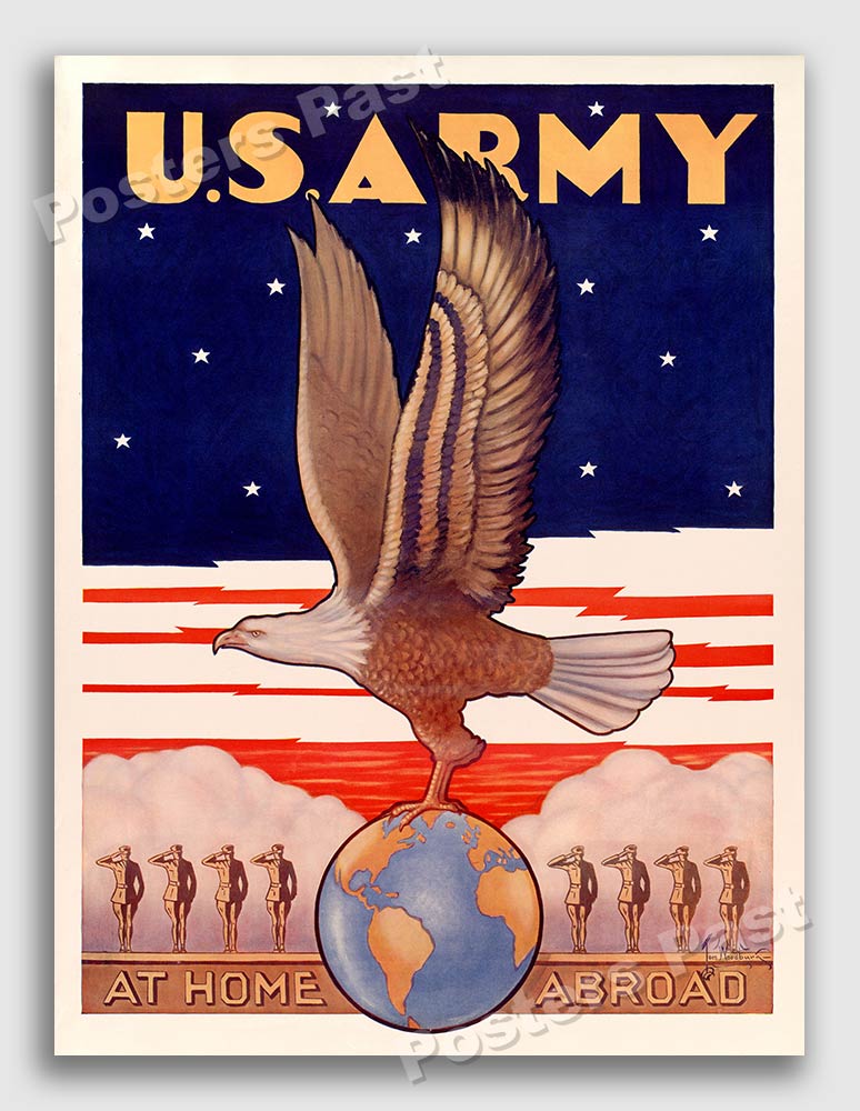 Join U.S. Army” 1940 Vintage Style WW2 War Recruiting Poster
