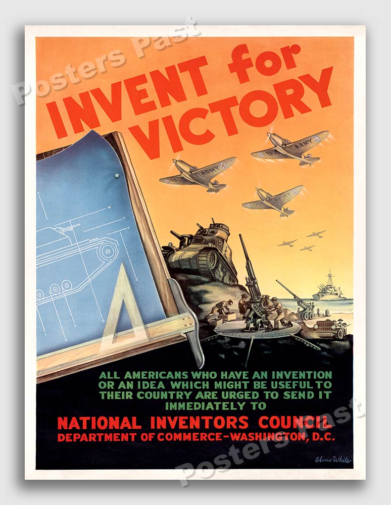 1940s Invent for Victory WWII Historic War Poster - 18x24 | eBay