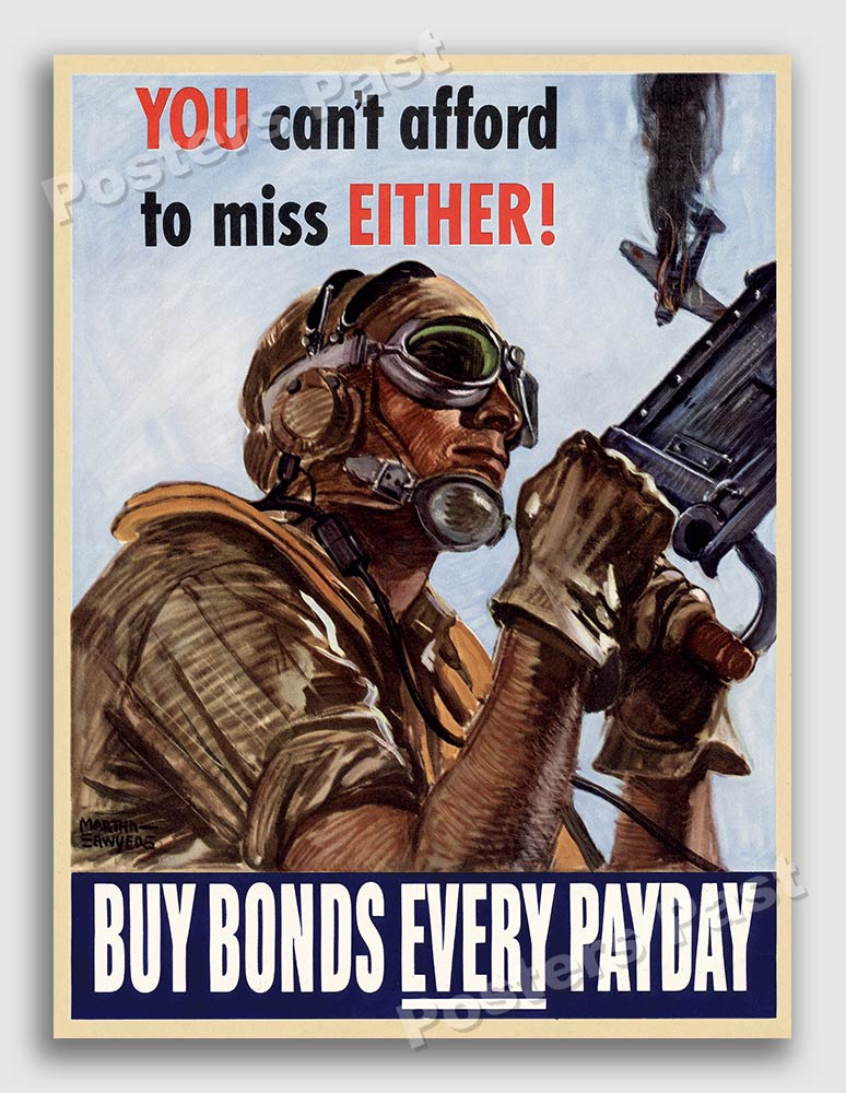 24x32 1944 “You Can’t Afford To Miss Either!” Vintage Style WW2 Poster