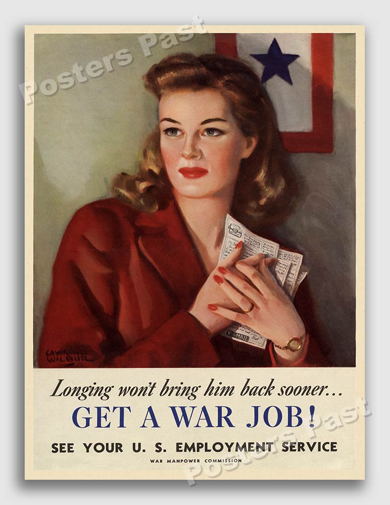 1940s Women “get A War Job ” Wwii Historic Propaganda War Poster 18x24 Ebay
