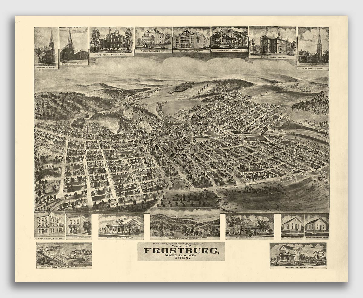 Frostburg, Maryland 1905 Historic Panoramic Town Map 24x30 eBay