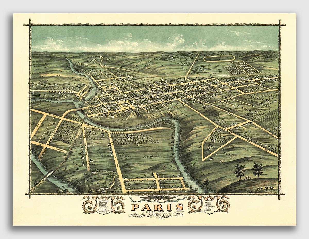 20x28 1876 Louisville KY Vintage Old Panoramic City Map