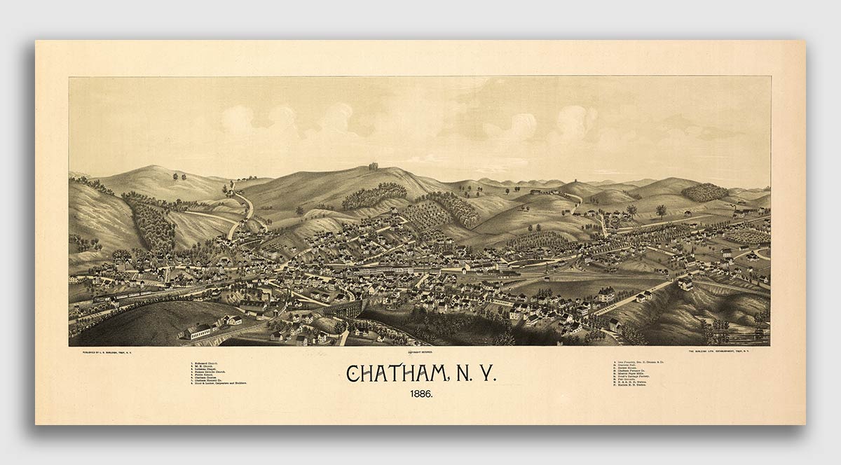 20x30 1887 Ellenville New York Vintage Old Panoramic NY City Map