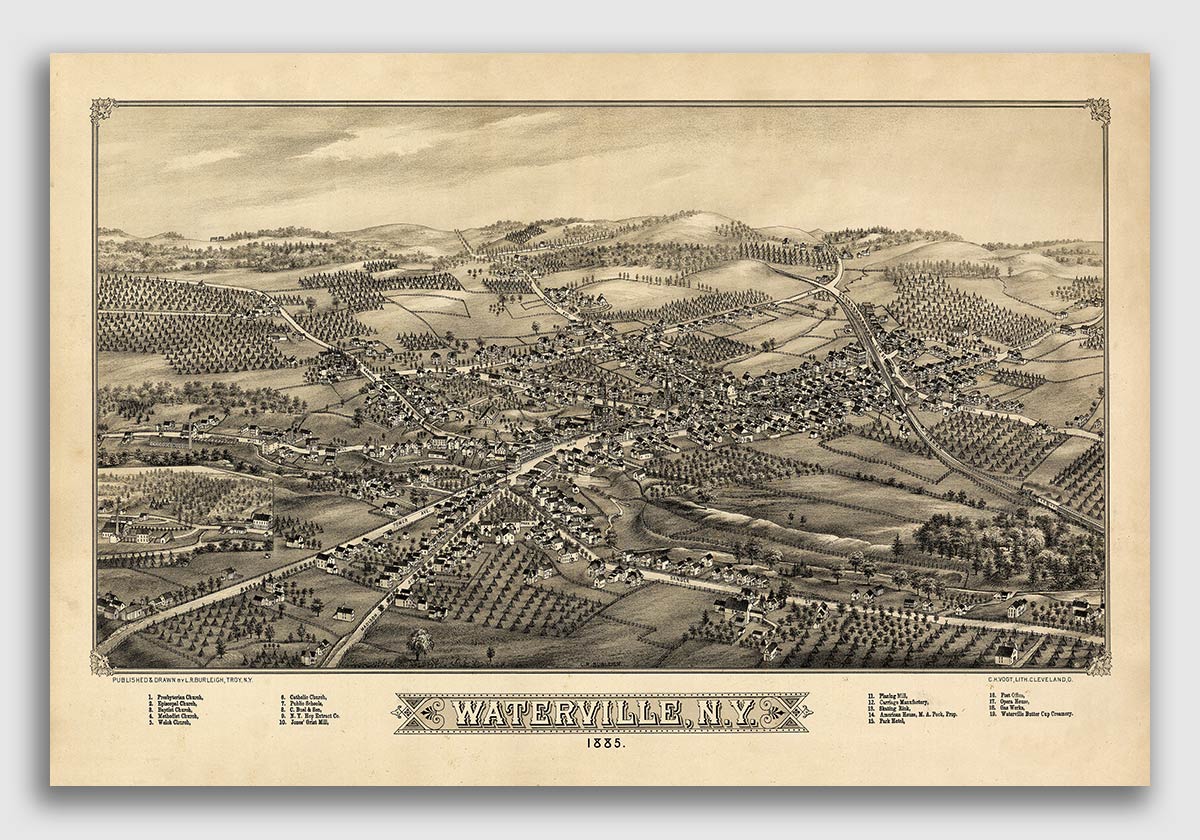 Waterville New York 1885 Historic Panoramic Town Map 16x24 eBay
