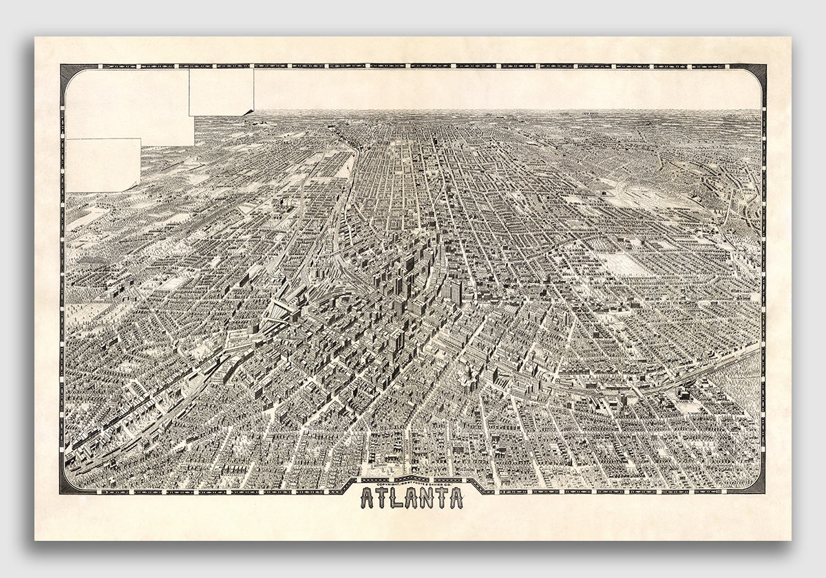 20x30 Atlanta Georgia 1892 Historic Panoramic Town Map