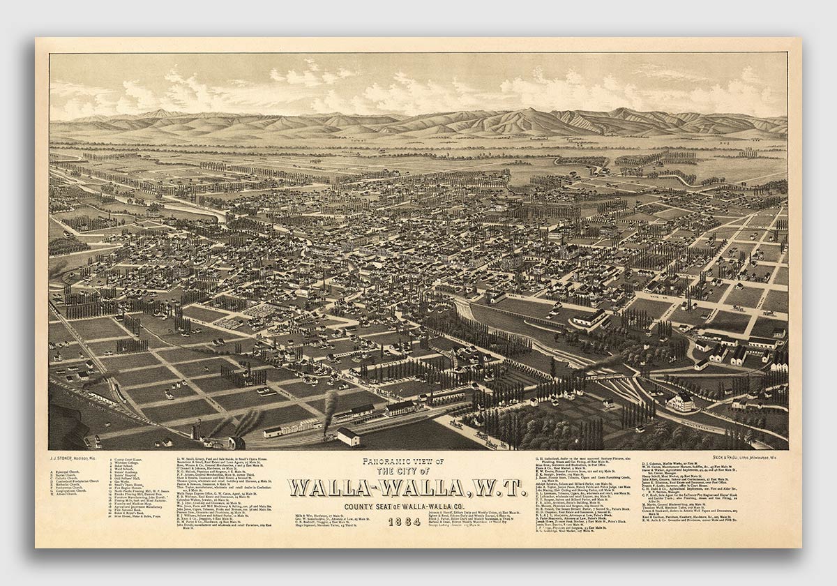 1879 Olympia WA Vintage Old Panoramic City Map 20x30 