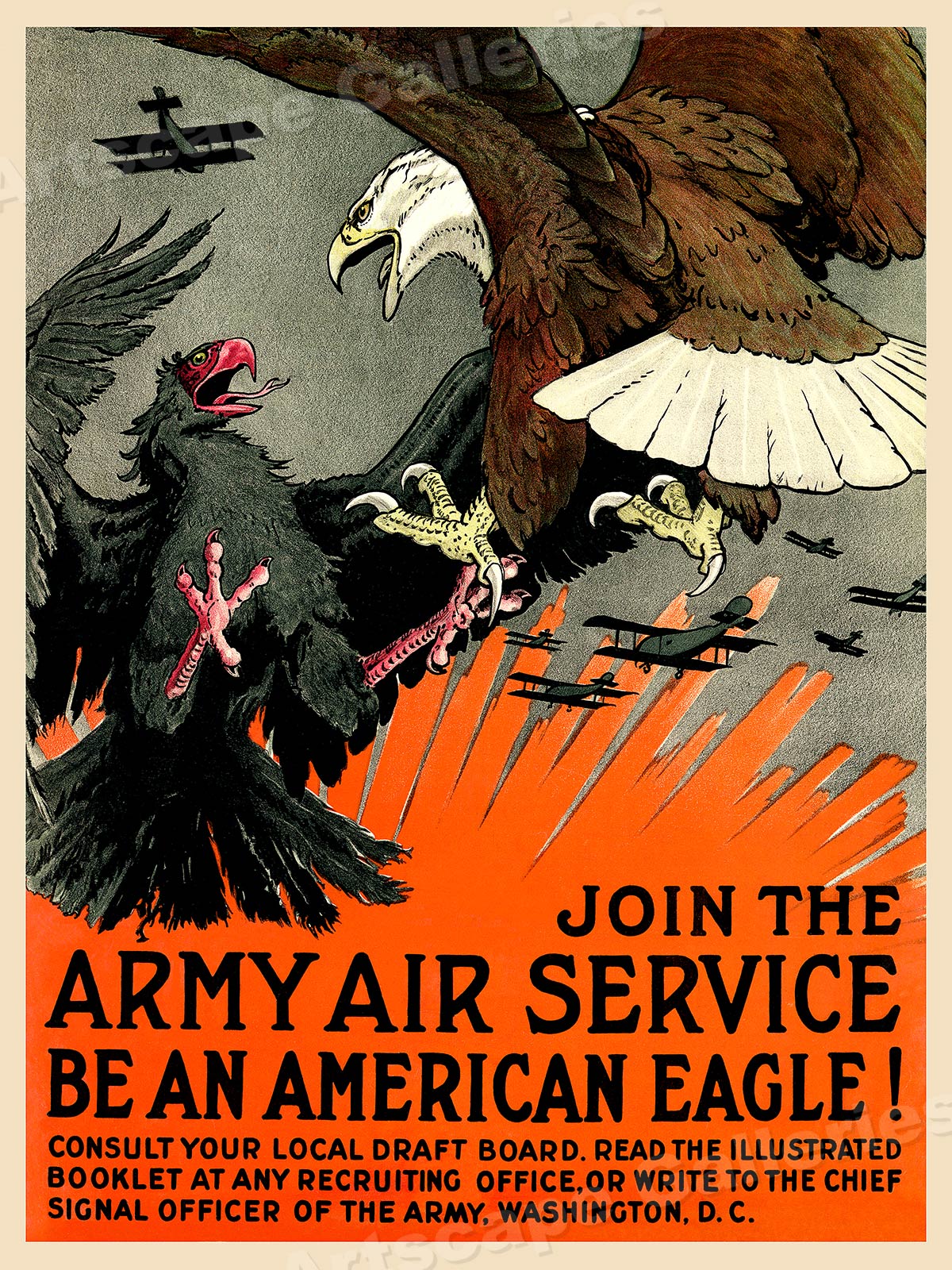 Vintage US Air Service Recruiting Poster WW 1