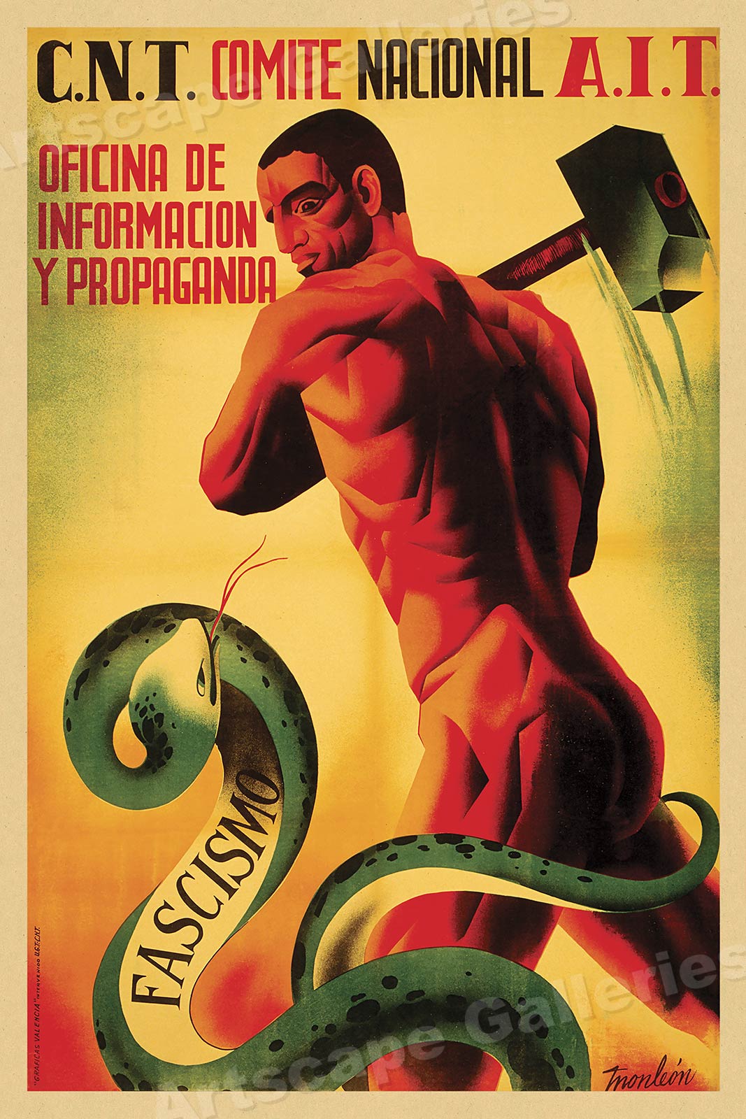 thumbnail image 2 of 1930s Spanish Civil War Poster Reprint – 'Read Anarchist Books!' – 18x24, Vintage Travel Theme 2 of 6