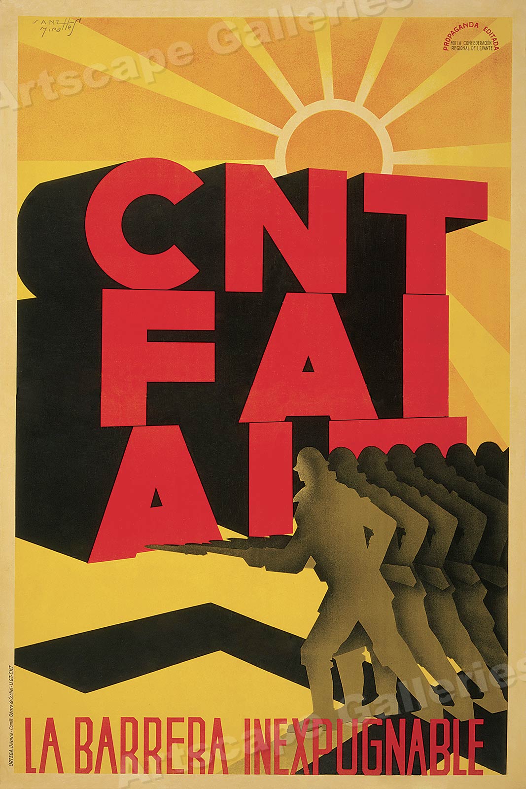 Cnt Fai Ait La Barrera Inexpugnable 1930s Spanish Civil War Poster 24x36 Ebay