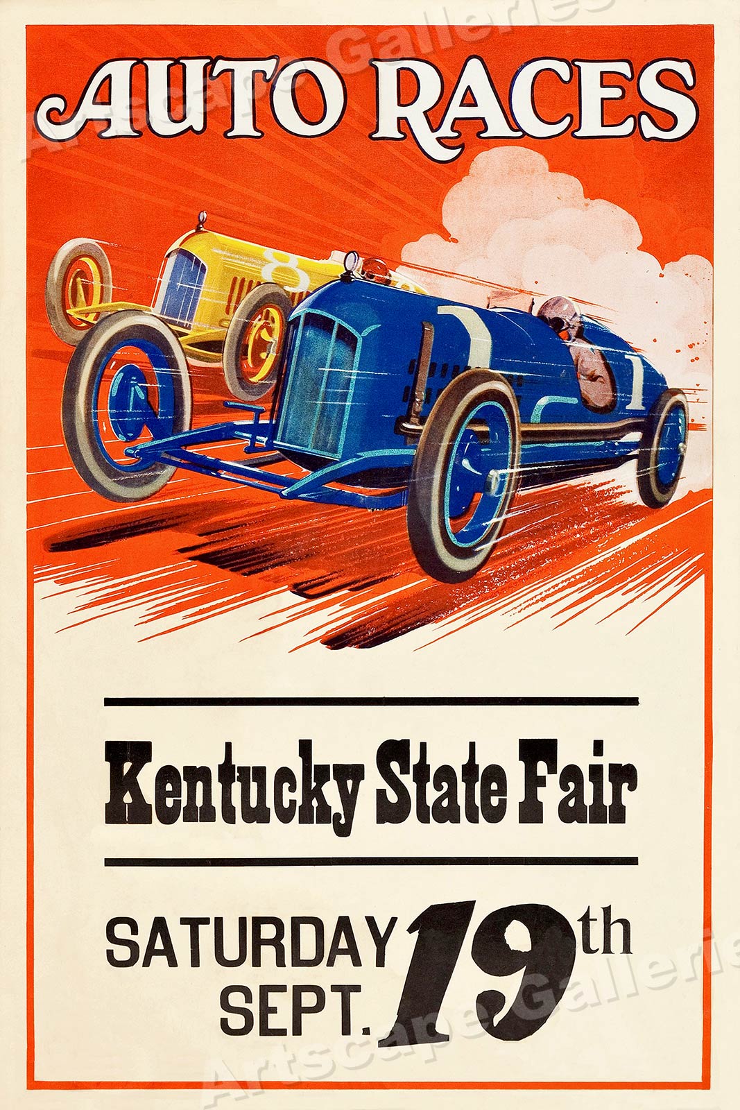 1930s “Kentucky State Fair” Vintage Style Auto Racing Poster