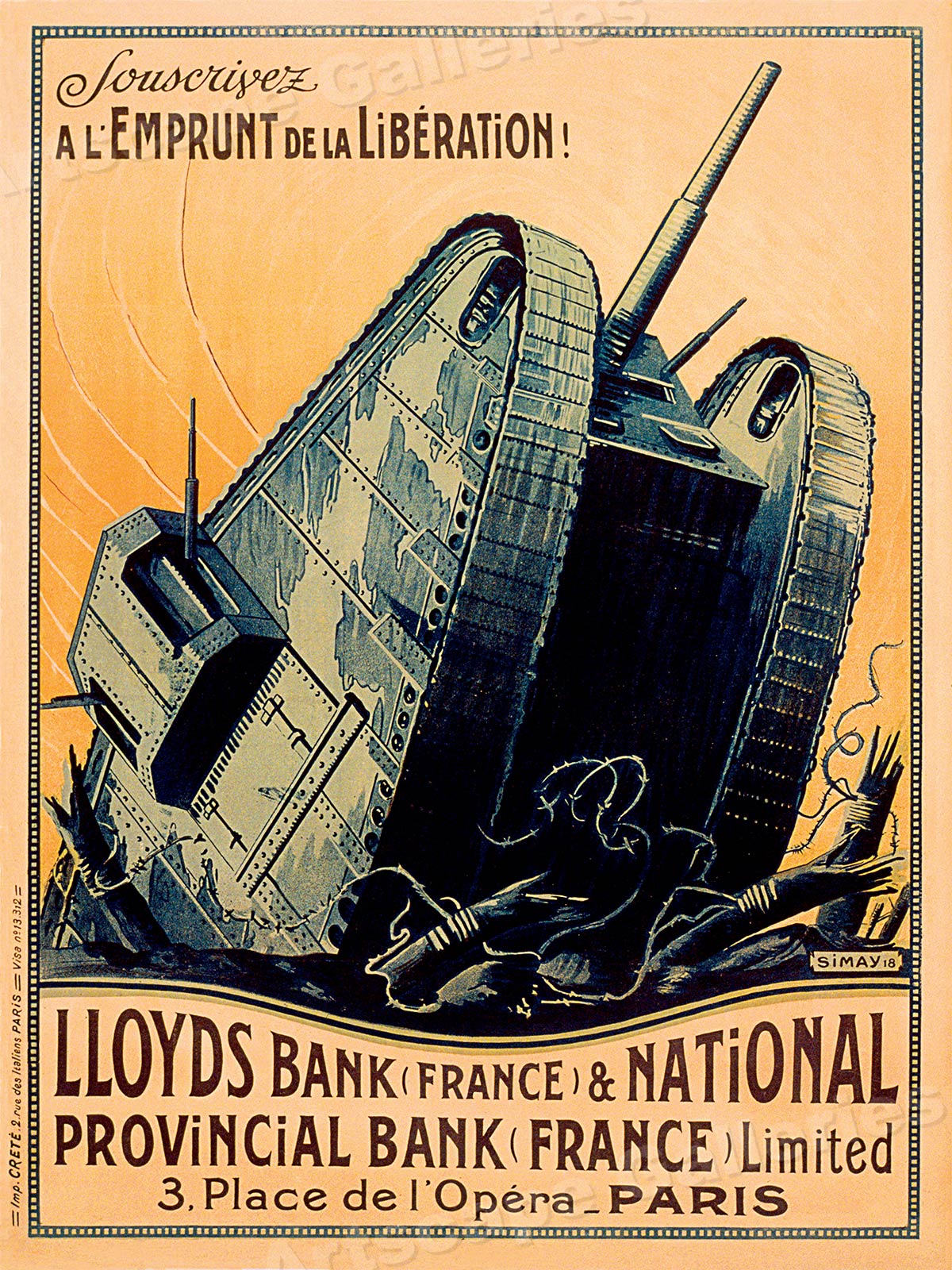 World War I 1918 French Tank Poster Lloyds Bank 24x32 Ebay