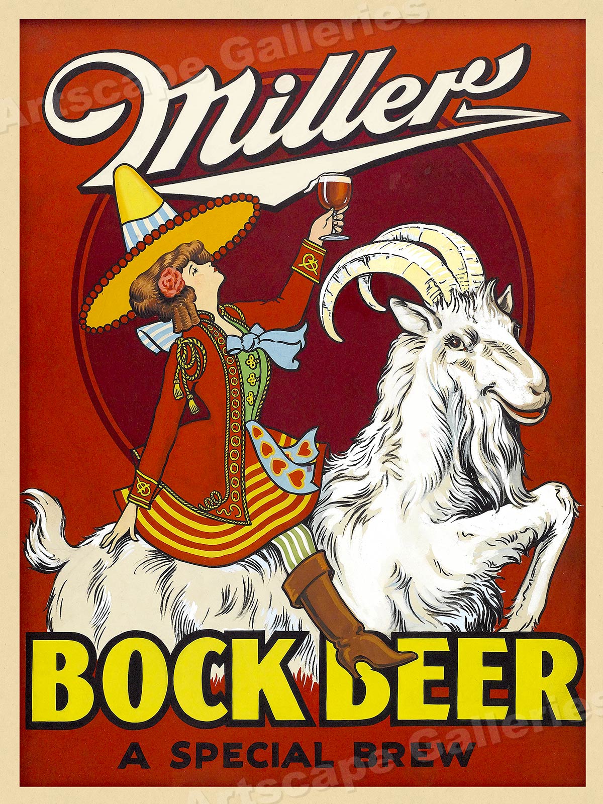 1930s Miller Bock Beer Vintage Style Goat Advertising