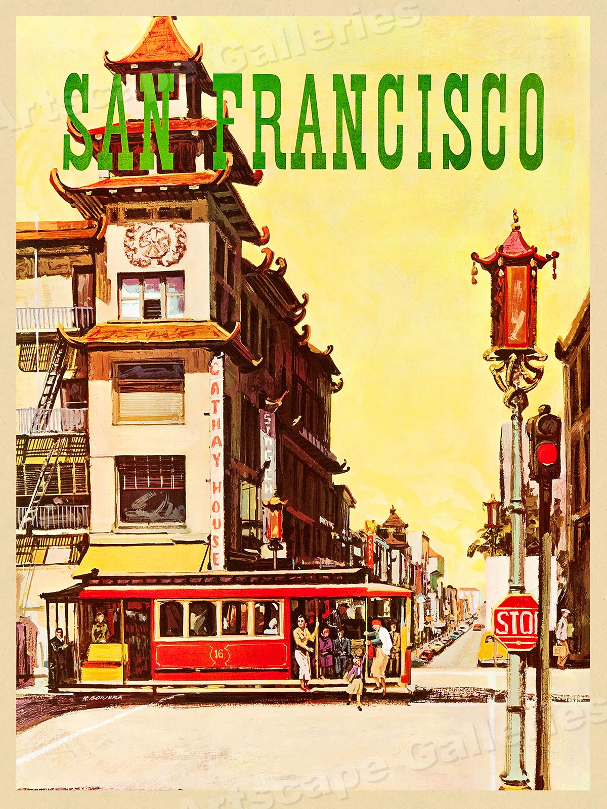 San Francisco Chinatown 1960s Vintage Style Travel Poster 24x32 eBay