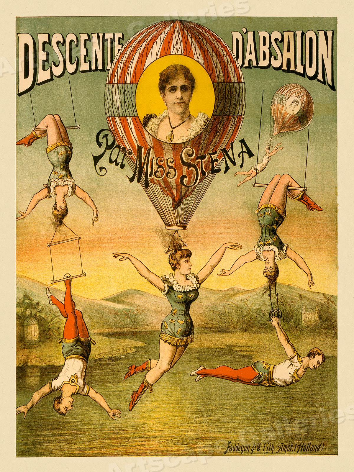 Classic French Circus Poster - 1890s Miss Stena Acrobat - 20x28 | eBay