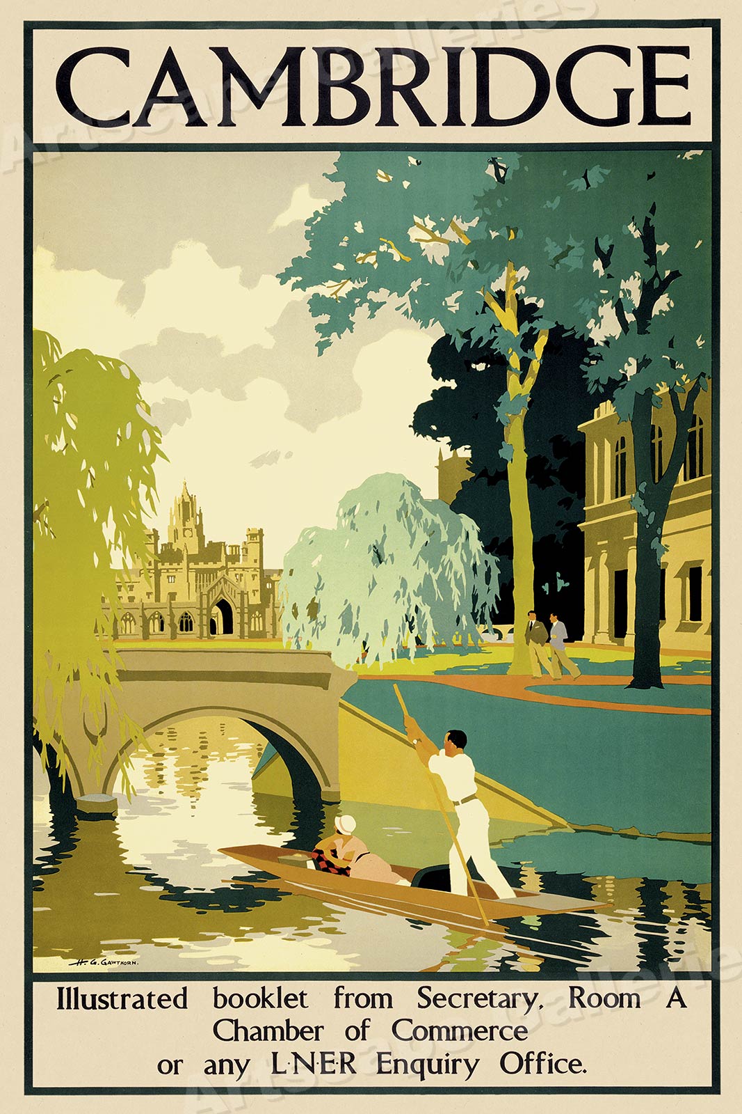 Cambridge - Vintage Style 1930s British UK Travel Poster - 24x36 | eBay