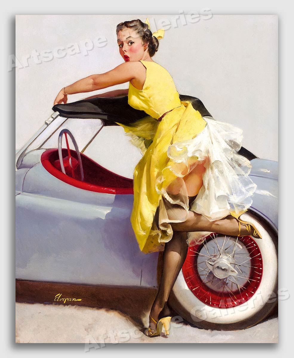Windy Day Fresh Breeze Vintage Style Elvgren Pin-up Girl Poster