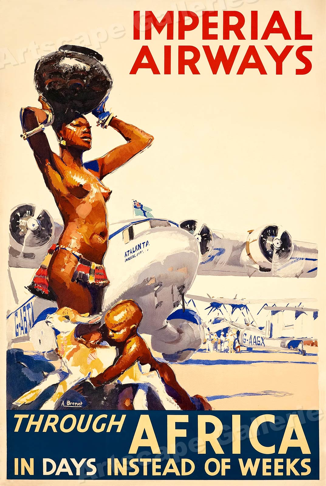 1935 Imperial Airways Through Africa - Vintage Style Airline