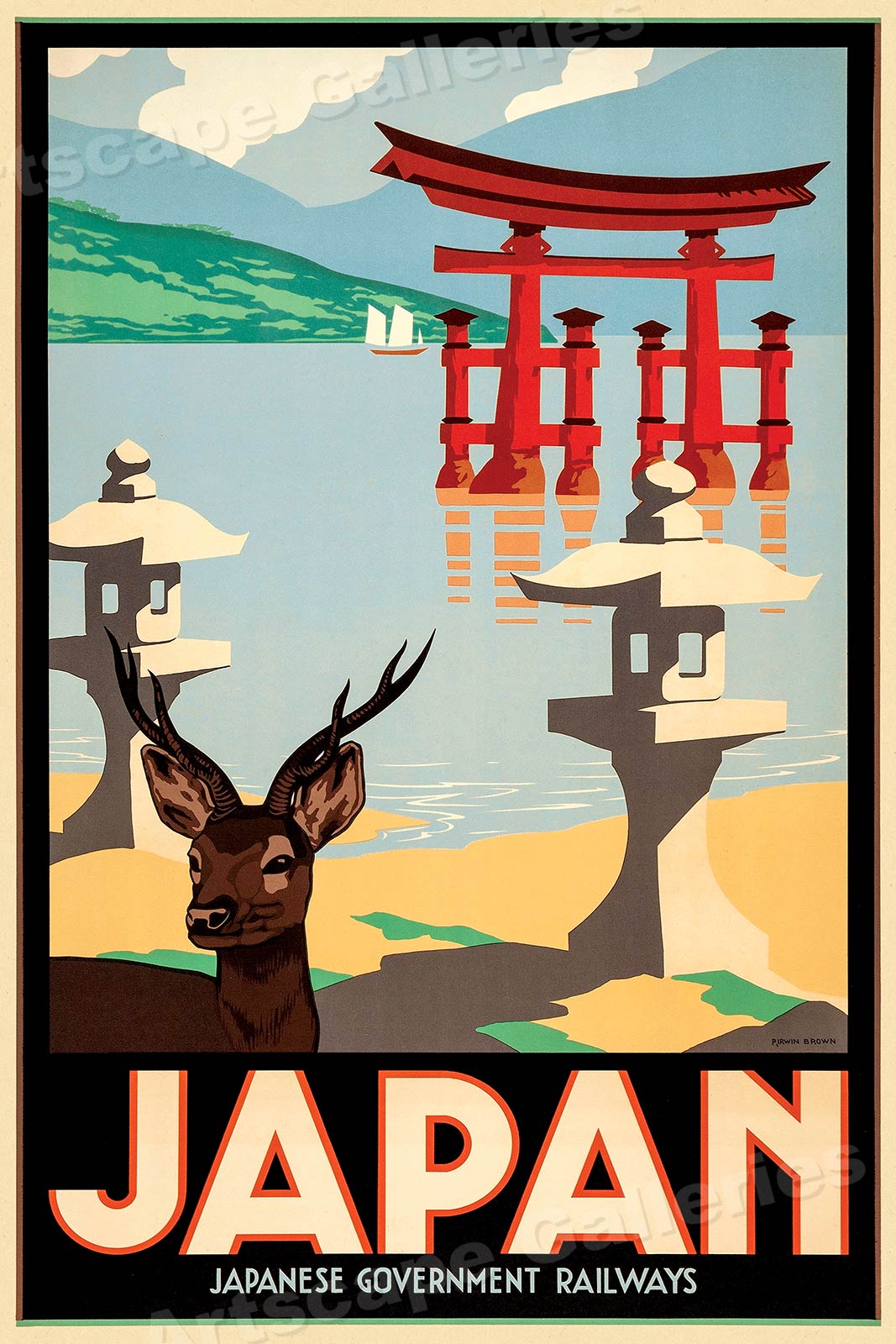 Japan 1950s Vintage Style Japanese Railway Vintage Travel Poster