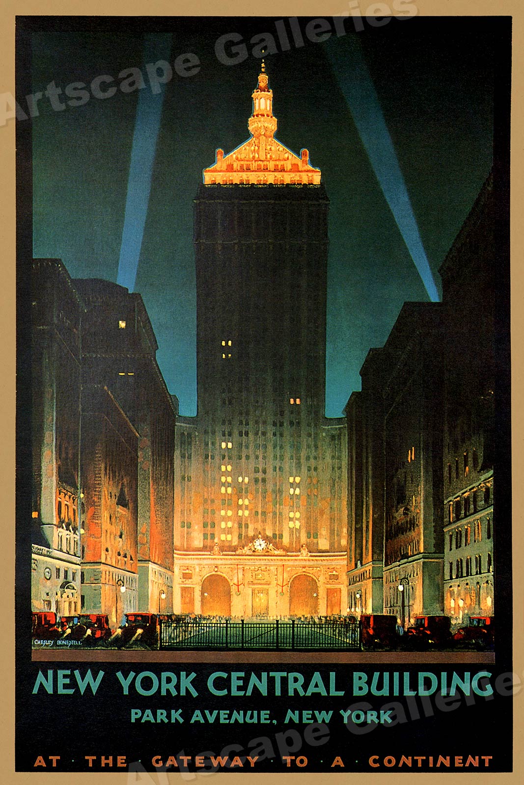 New York Central Building Park Avenue 1930s Vintage Style Travel Poster ...