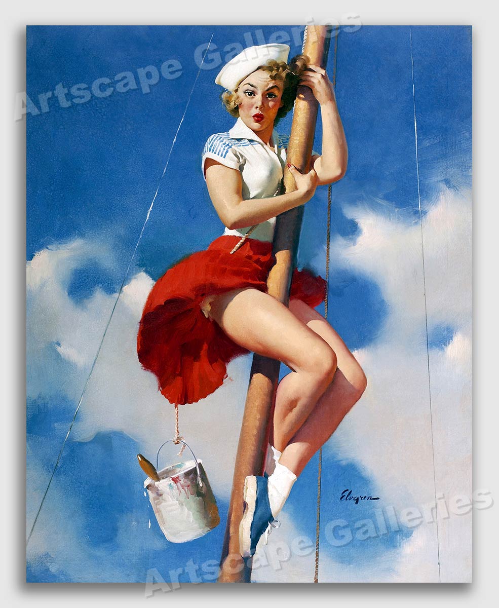 1950s Elvgren Sexy Pin-Up Girl Sailing Poster 