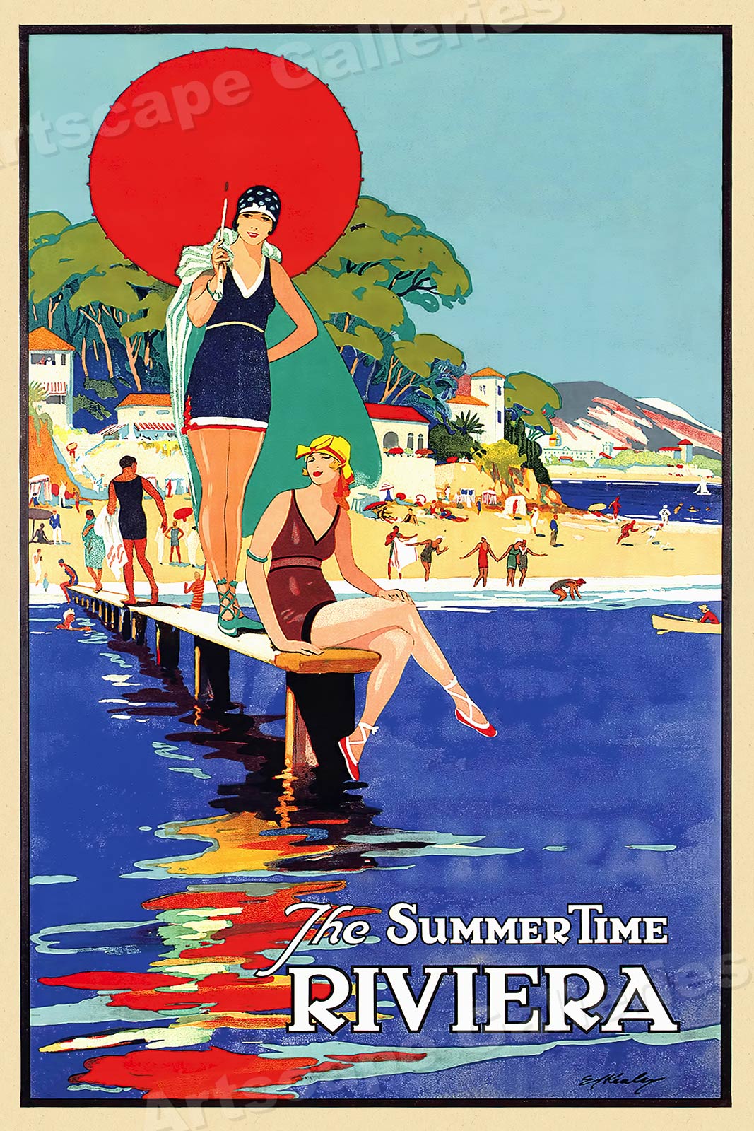 vintage beach travel posters