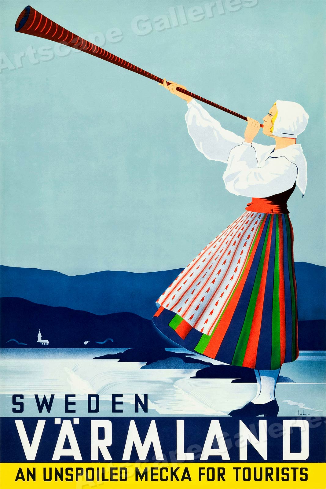 1930s Varmland Sweden Vintage Style Swedish Travel Poster 20x30 Ebay