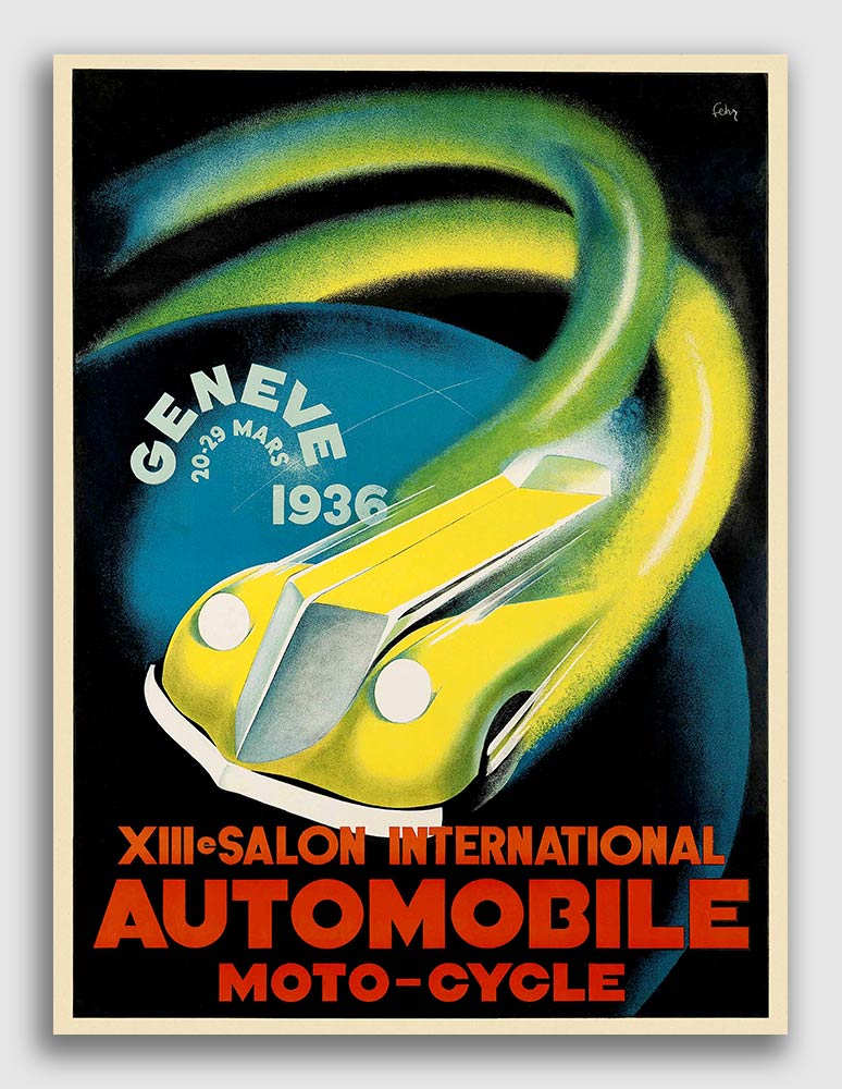 1930s Vintage Classic Racing Poster 20x28 Geneve Salon International
