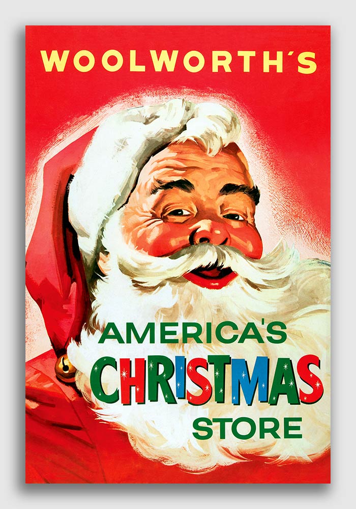 16x24 1950s Woolworth/'s /"America/'s Christmas Store/" Vintage Ad Poster Santa