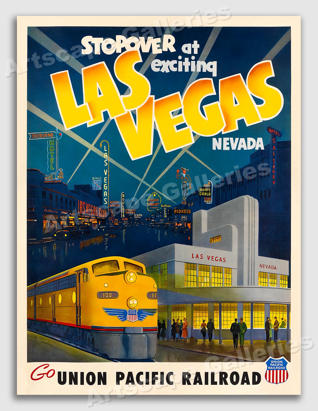 Exciting Las Vegas, Nevada! - 1950s Vintage Style Travel Poster Exciting Las Vegas, Nevada! - 1950s Vintage Style Travel Poster