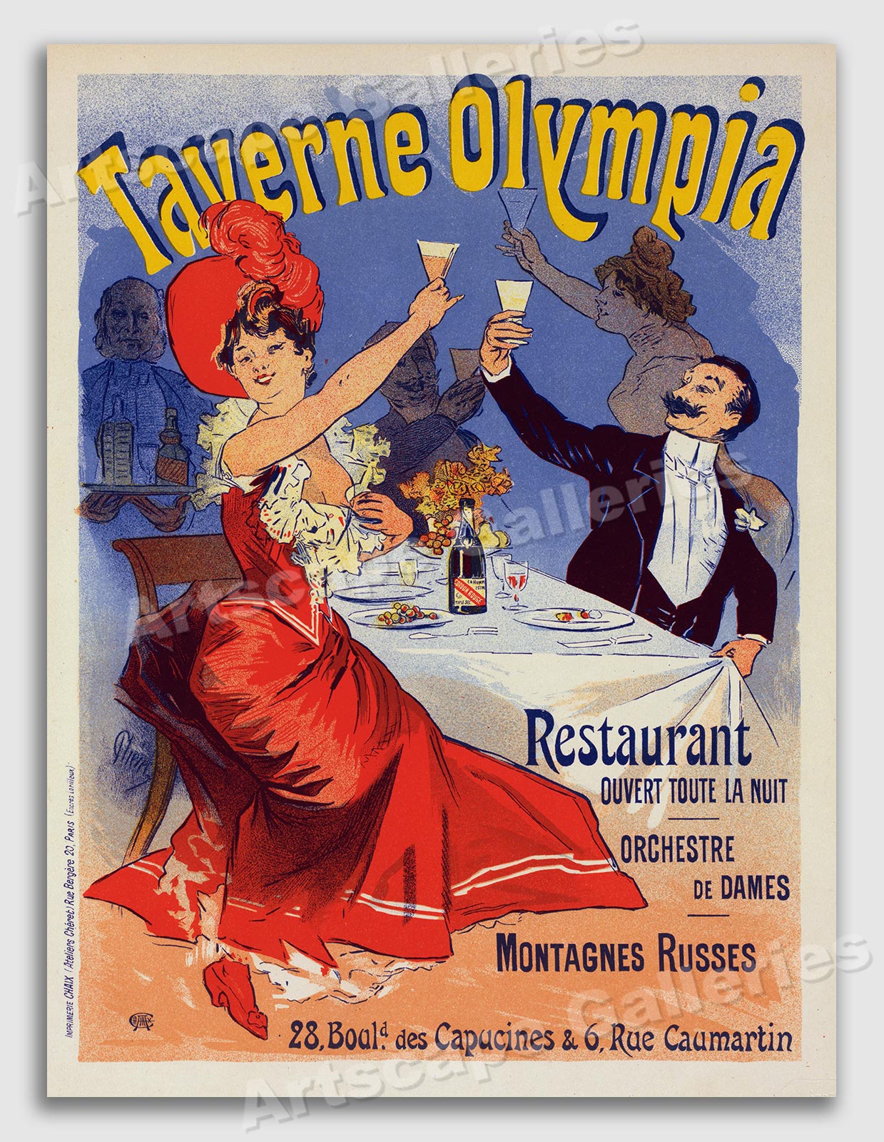Taverne Olympia - Jules Cheret - Vintage French Wine Travel Poster