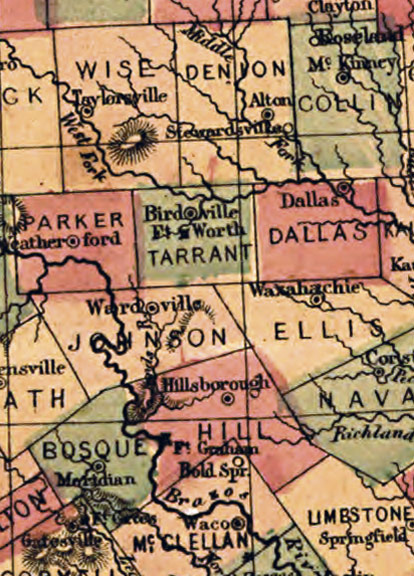 Historic 1866 Schönbergs Old West Map of Texas 24x28  